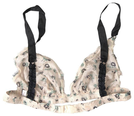 Costume National Elegant Floral Print Beige Bra - Hilstor