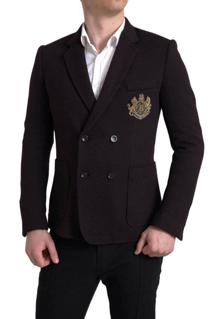 Dolce & Gabbana Elegant Purple Double Breasted Wool Blazer - Hilstor