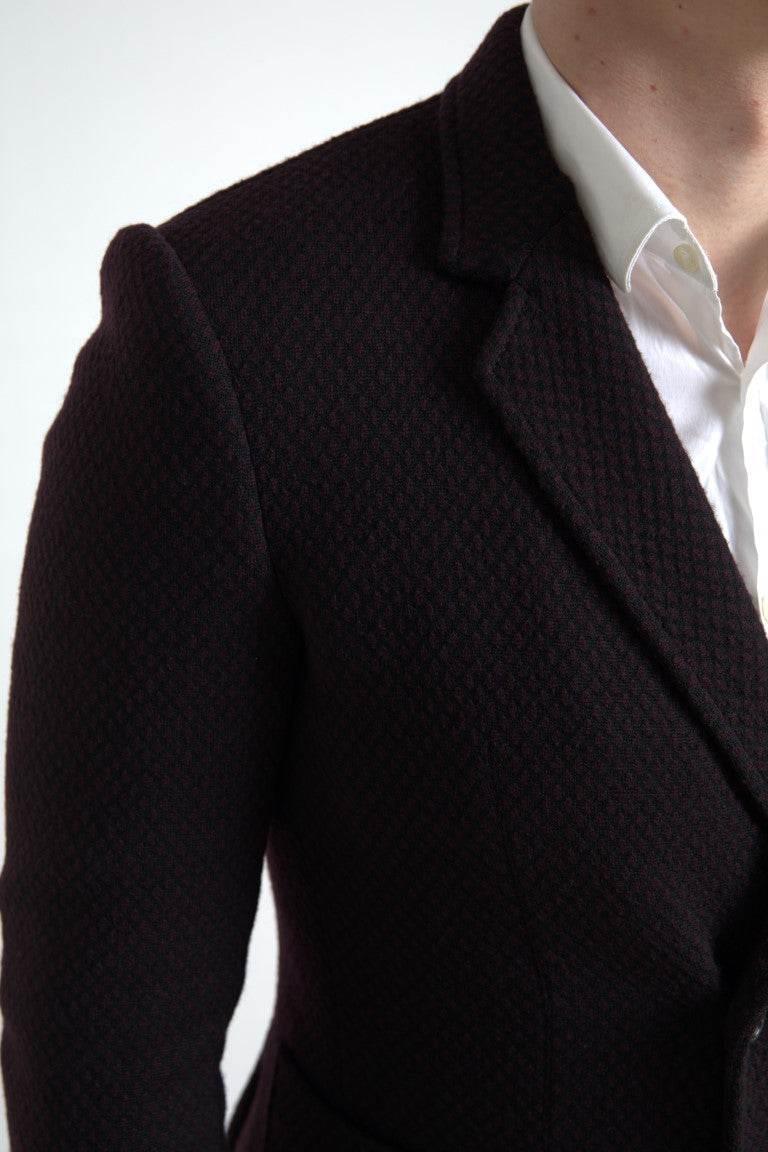 Dolce & Gabbana Elegant Purple Double Breasted Wool Blazer - Hilstor