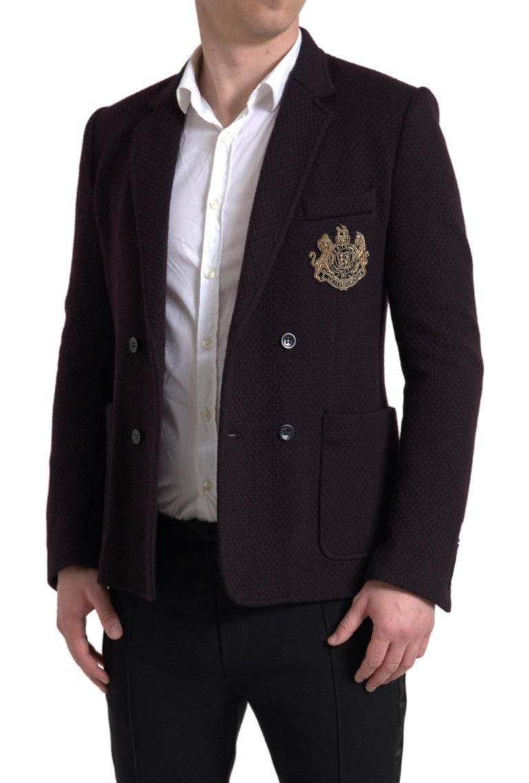Dolce & Gabbana Elegant Purple Double Breasted Wool Blazer - Hilstor