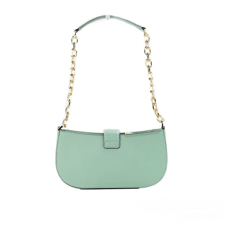 Michael Kors Carmen Small Sea Green Leather Pouchette Shoulder Crossbody Purse - Hilstor