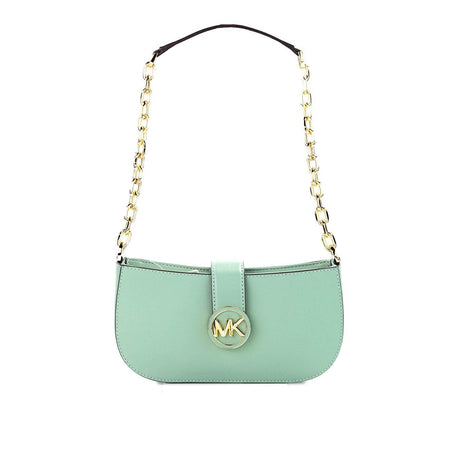 Michael Kors Carmen Small Sea Green Leather Pouchette Shoulder Crossbody Purse - Hilstor