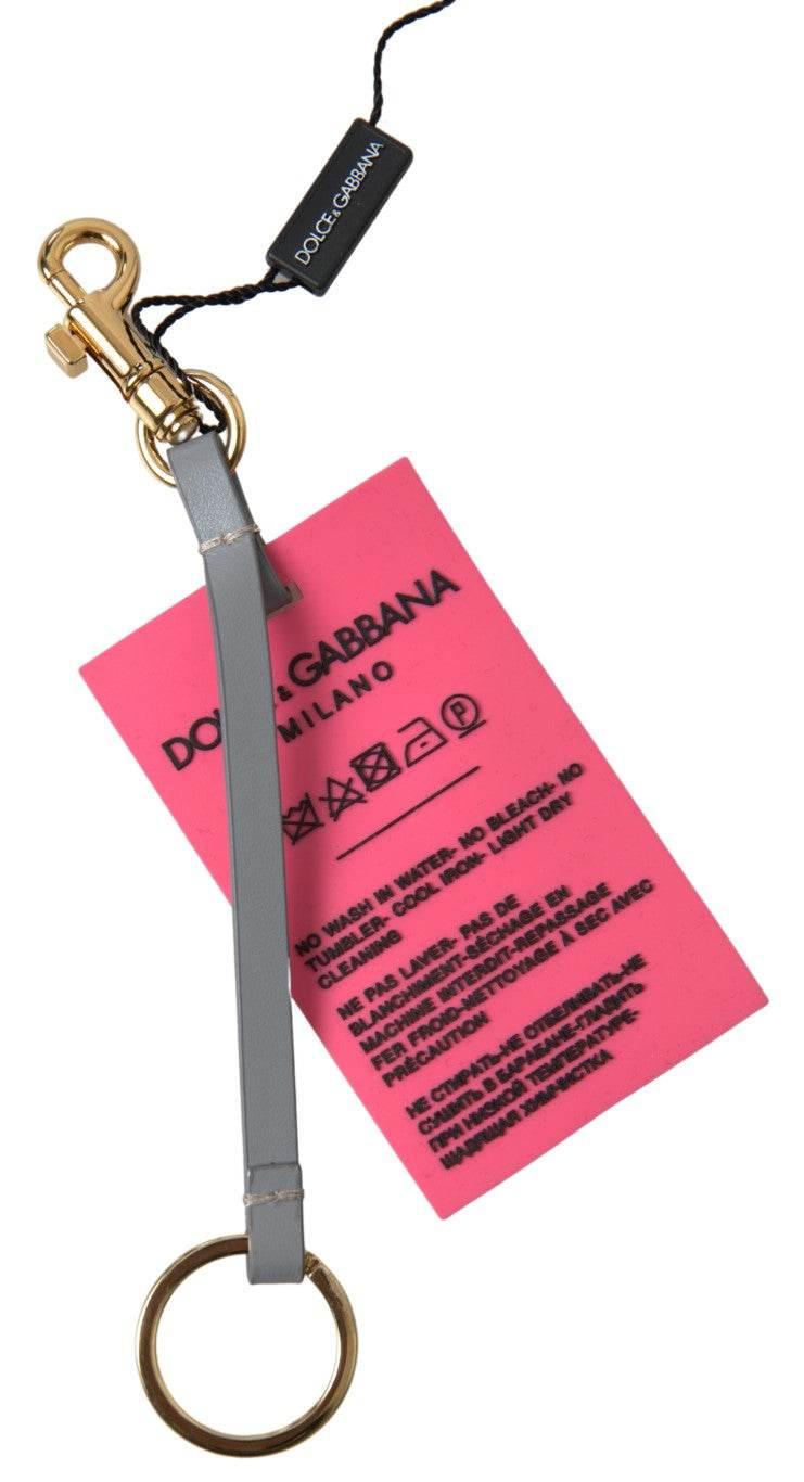 Dolce & Gabbana Chic Pink Leather-Trimmed Keychain - Hilstor