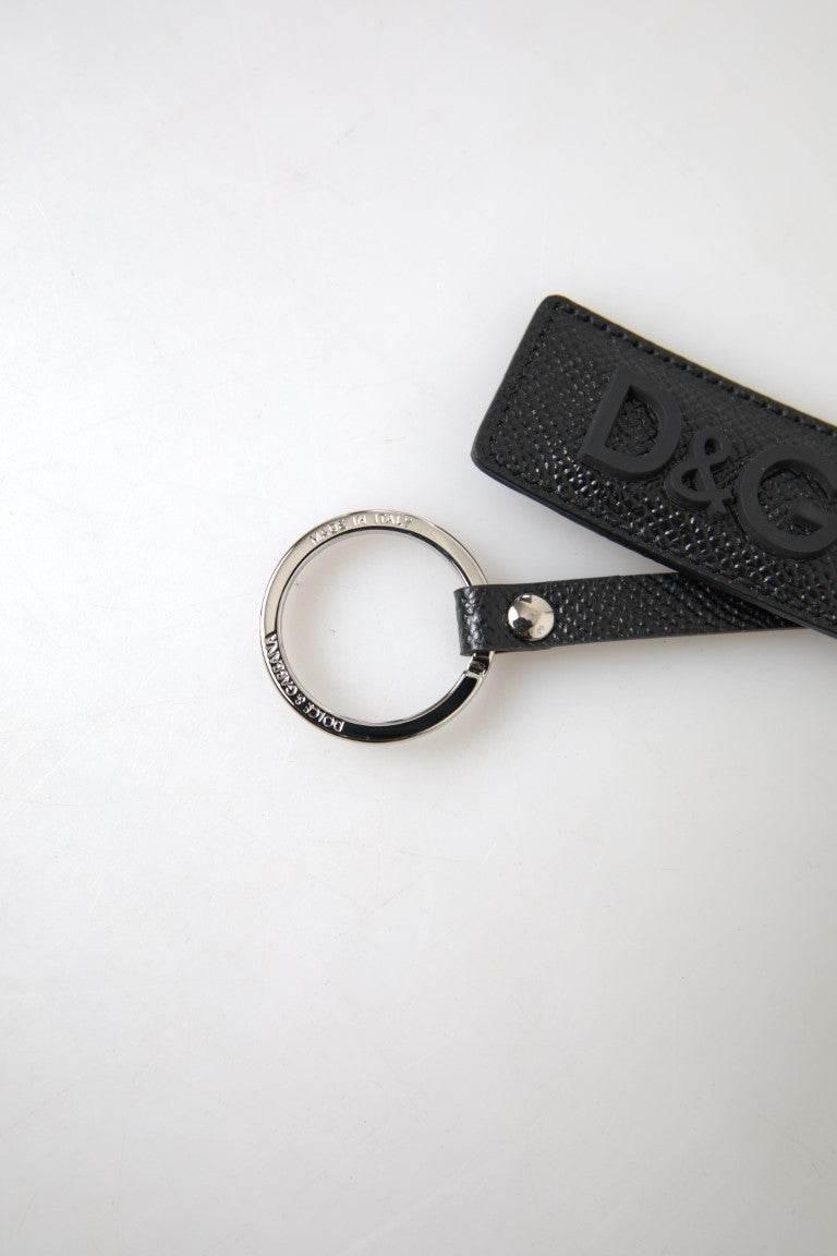 Dolce & Gabbana Elegant Black Leather Keyring Accessory - Hilstor