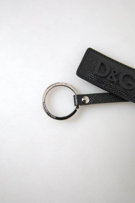 Dolce & Gabbana Elegant Black Leather Keyring Accessory - Hilstor