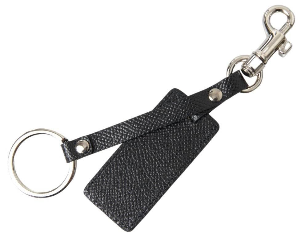 Dolce & Gabbana Elegant Black Leather Keyring Accessory - Hilstor