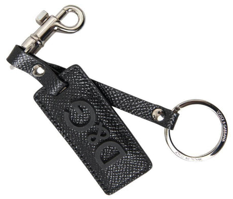 Dolce & Gabbana Elegant Black Leather Keyring Accessory - Hilstor