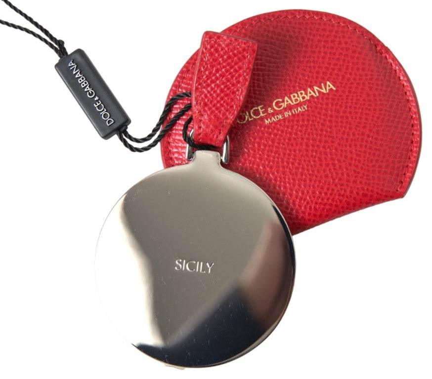 Dolce & Gabbana Elegant Red Leather Mirror Holder - Hilstor