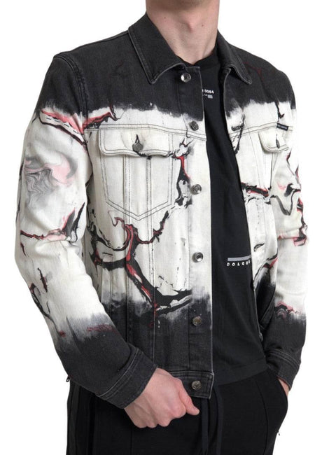 Dolce & Gabbana Multicolor Cotton Collared Denim Jacket - Hilstor