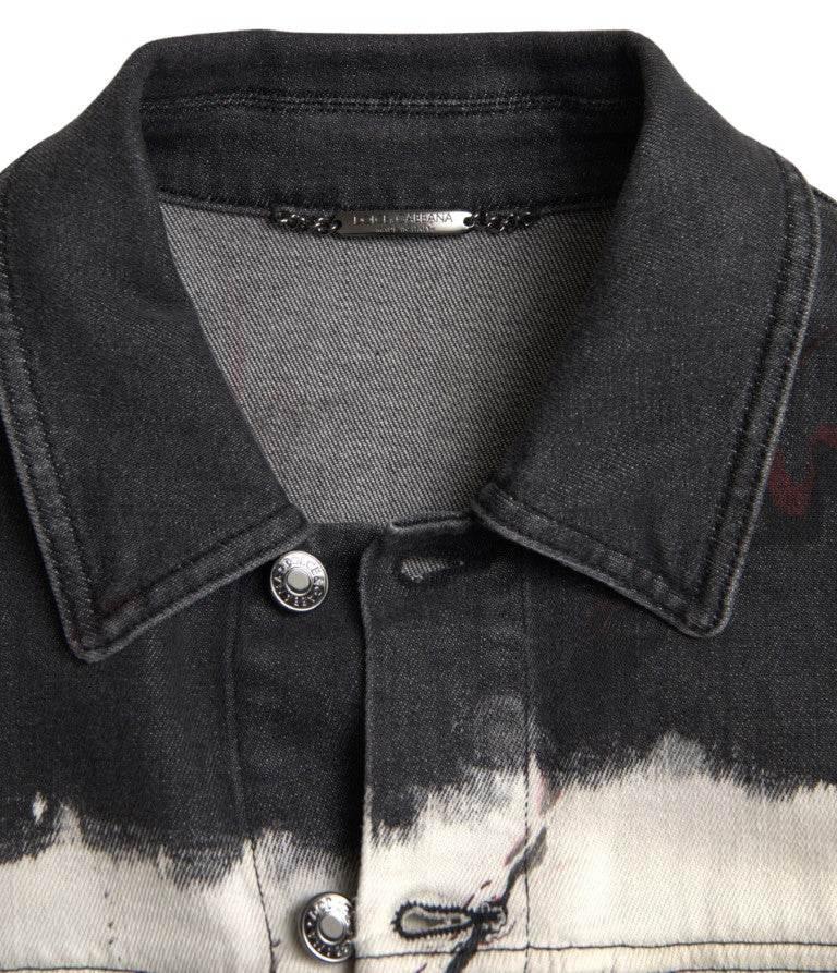 Dolce & Gabbana Multicolor Cotton Collared Denim Jacket - Hilstor