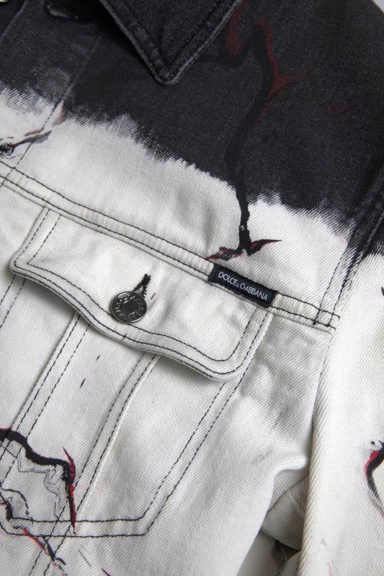 Dolce & Gabbana Multicolor Cotton Collared Denim Jacket - Hilstor