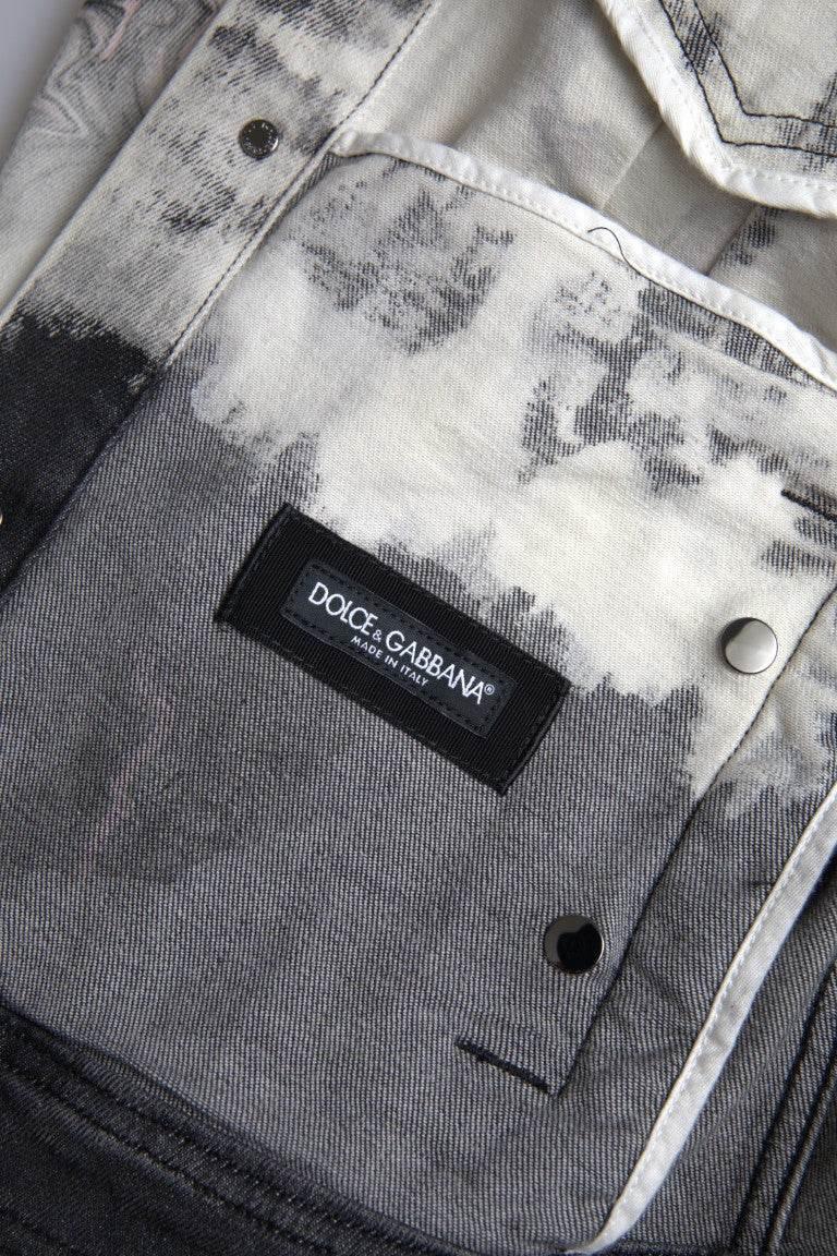 Dolce & Gabbana Multicolor Cotton Collared Denim Jacket - Hilstor