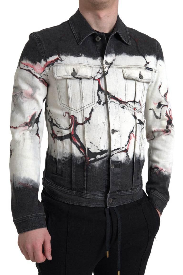 Dolce & Gabbana Multicolor Cotton Collared Denim Jacket - Hilstor