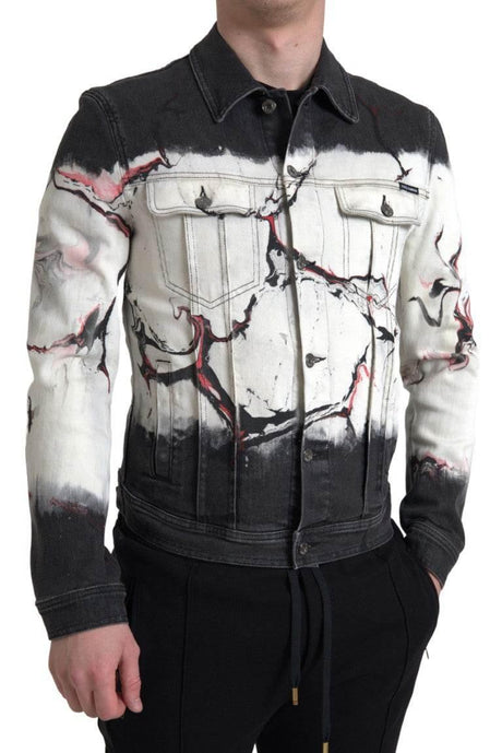 Dolce & Gabbana Multicolor Cotton Collared Denim Jacket - Hilstor