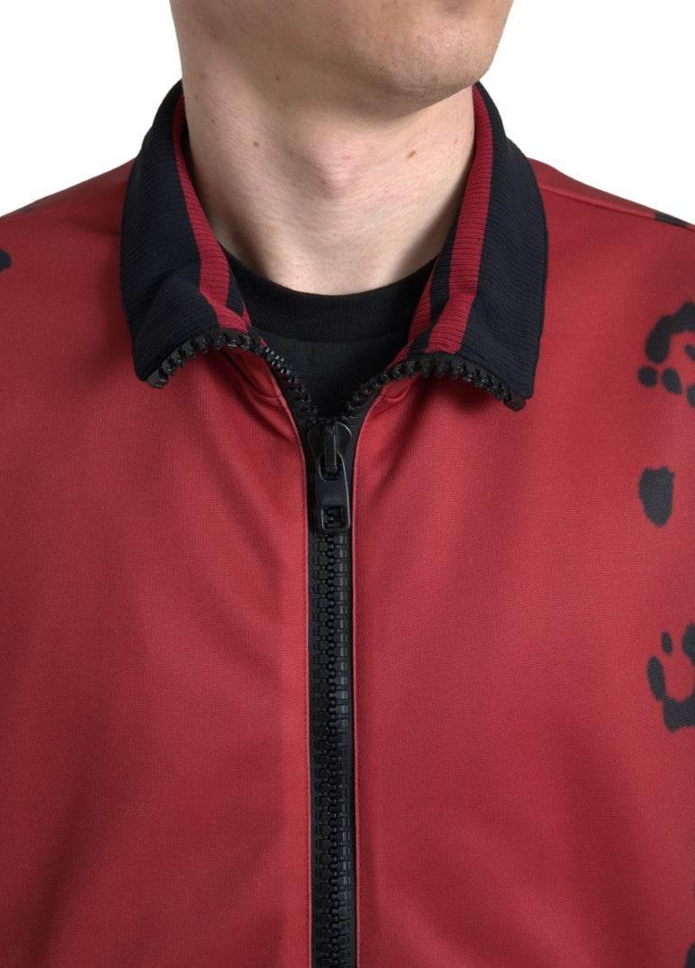 Dolce & Gabbana Red Leopard Print Bomber Jacket - Hilstor