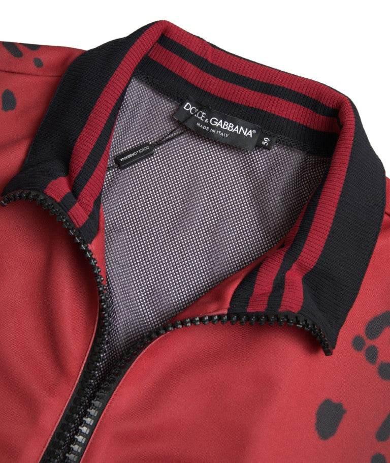 Dolce & Gabbana Red Leopard Print Bomber Jacket - Hilstor