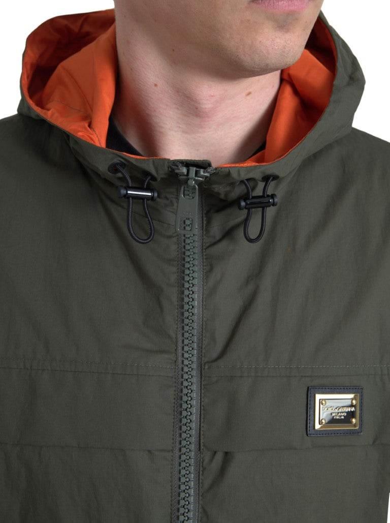 Dolce & Gabbana Green Orange Hooded Cotton Full Zip Jacket - Hilstor