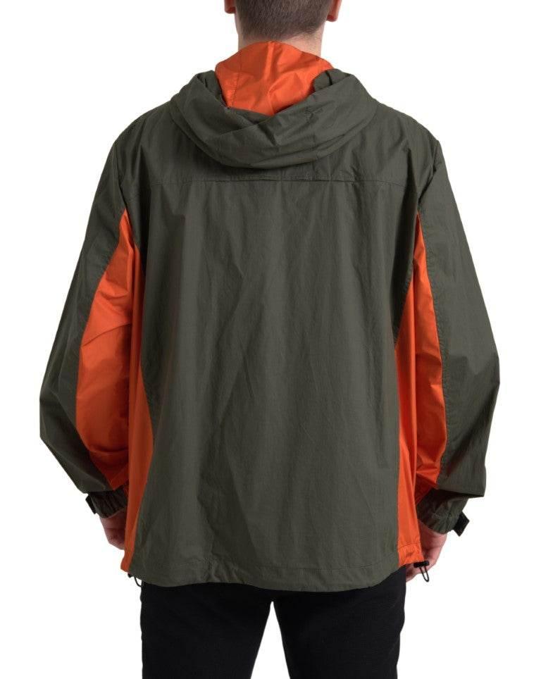 Dolce & Gabbana Green Orange Hooded Cotton Full Zip Jacket - Hilstor
