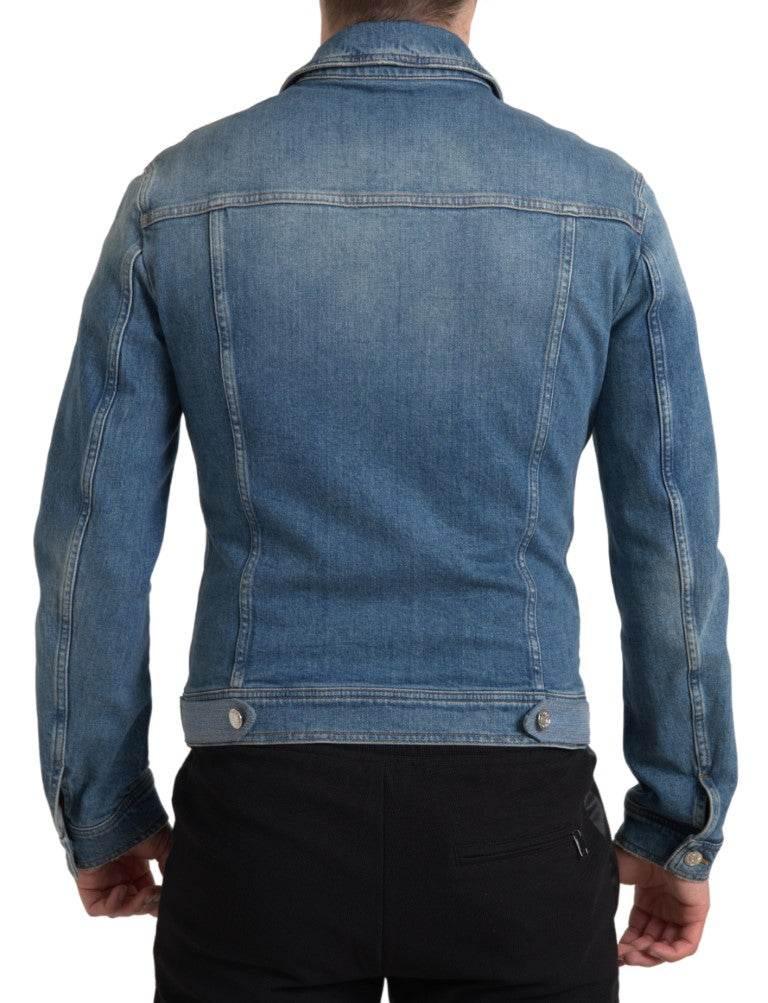 Dolce & Gabbana Blue Washed Cotton Stretch Denim Men Jacket - Hilstor