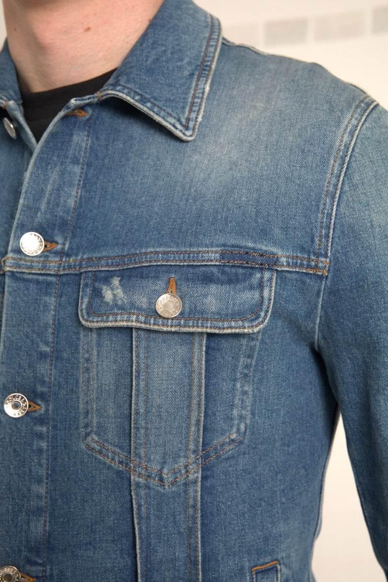 Dolce & Gabbana Blue Washed Cotton Stretch Denim Men Jacket - Hilstor