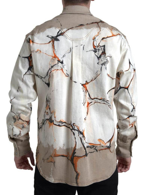 Dolce & Gabbana Multicolor Cotton Collared Denim Shirt - Hilstor