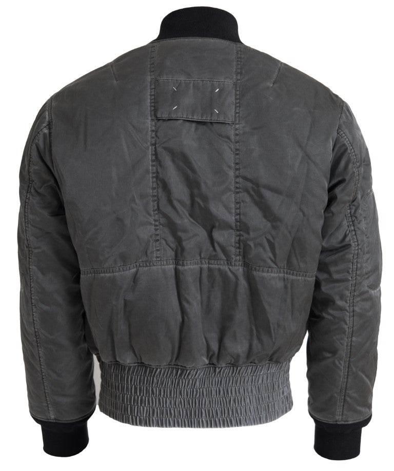 MM6 Maison Margiela Gray Bomber Zipper Pocket Sleeves Jacket - Hilstor