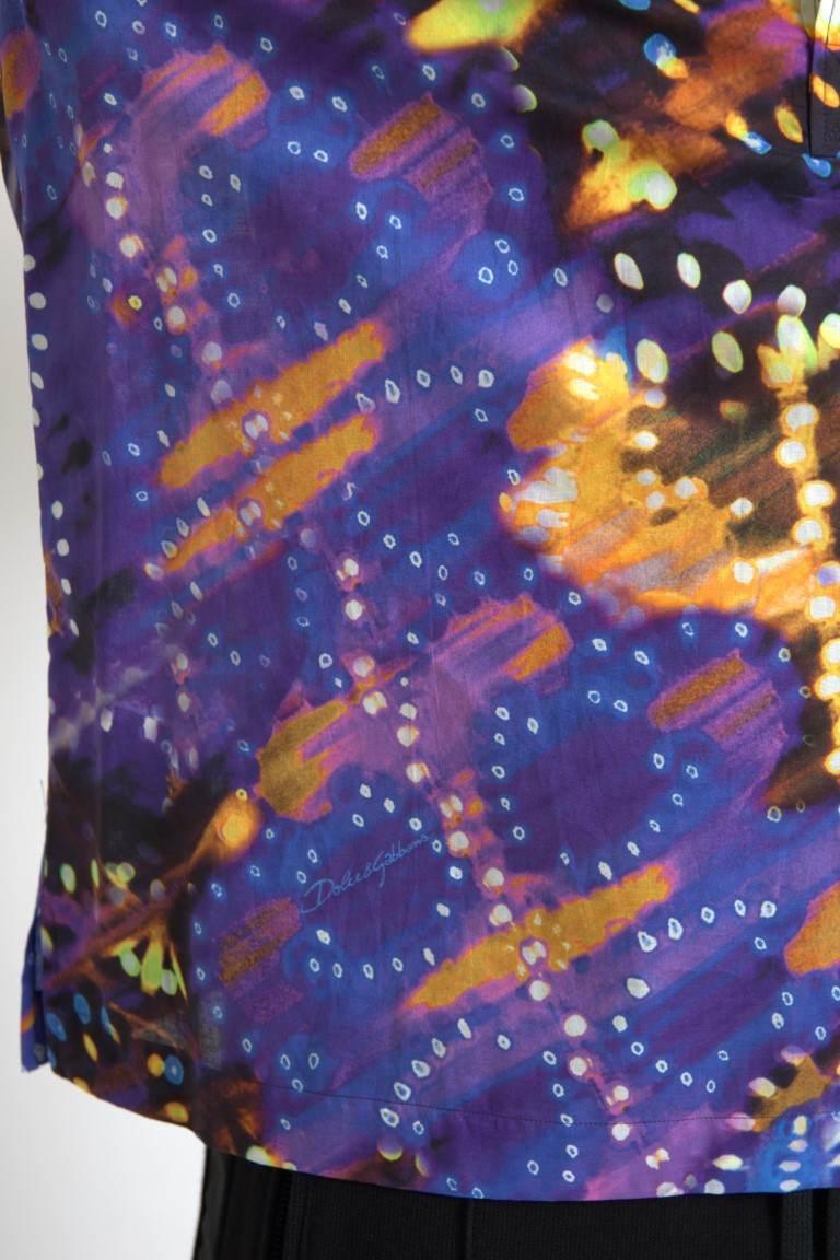 Dolce & Gabbana Luminaire Print Cotton Polo Top Men Shirt - Hilstor