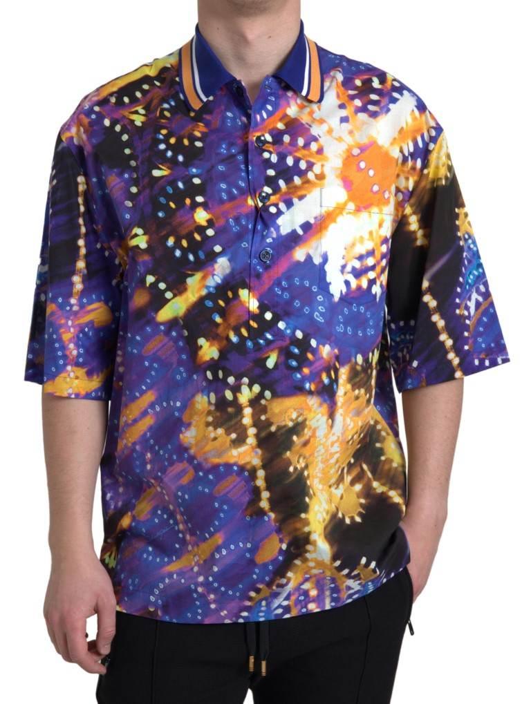 Dolce & Gabbana Luminaire Print Cotton Polo Top Men Shirt - Hilstor