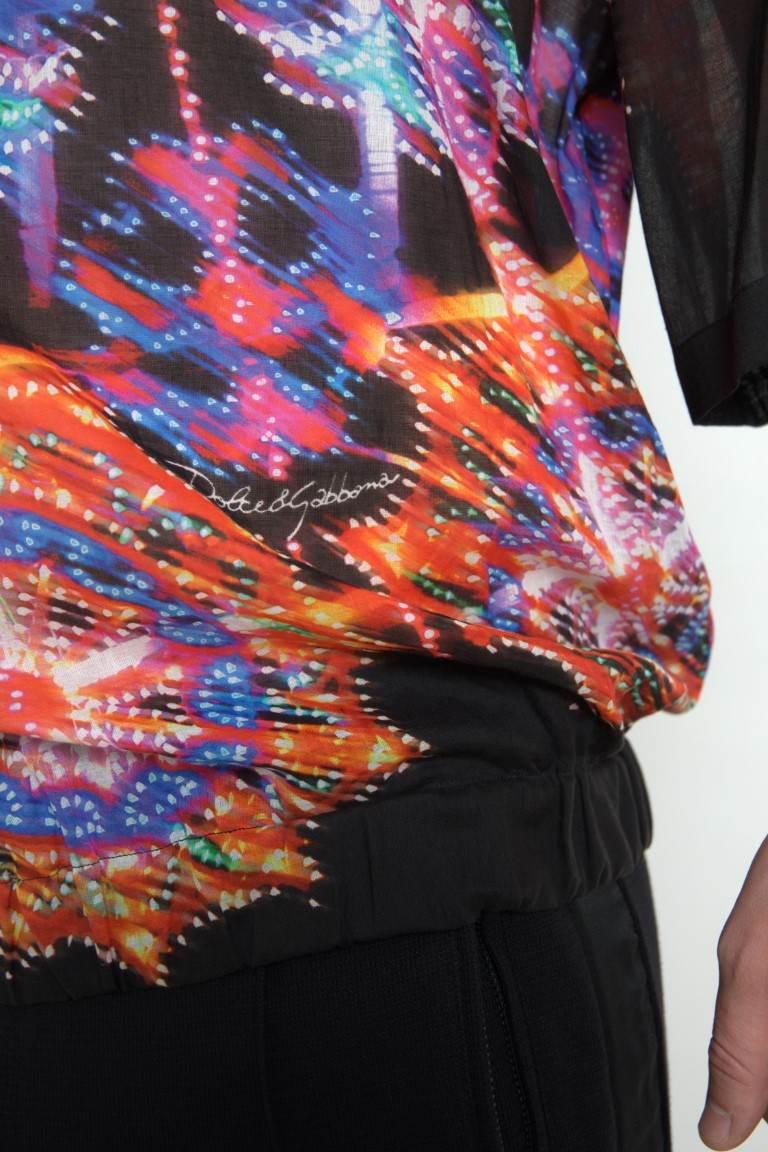 Dolce & Gabbana Multicolor Luminarie Print Cotton Polo Shirt - Hilstor