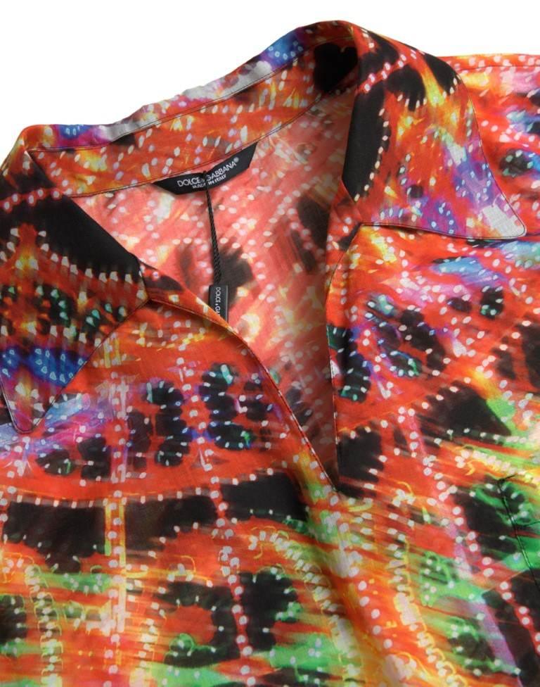 Dolce & Gabbana Multicolor Luminarie Print Cotton Polo Shirt - Hilstor