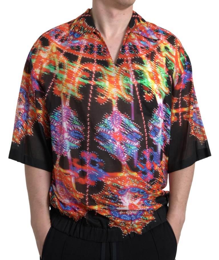 Dolce & Gabbana Multicolor Luminarie Print Cotton Polo Shirt - Hilstor