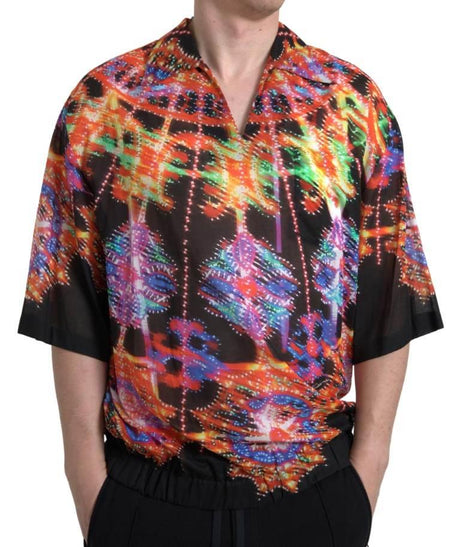 Dolce & Gabbana Multicolor Luminarie Print Cotton Polo Shirt - Hilstor