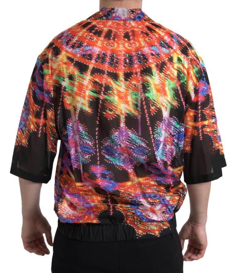 Dolce & Gabbana Multicolor Luminarie Print Cotton Polo Shirt - Hilstor
