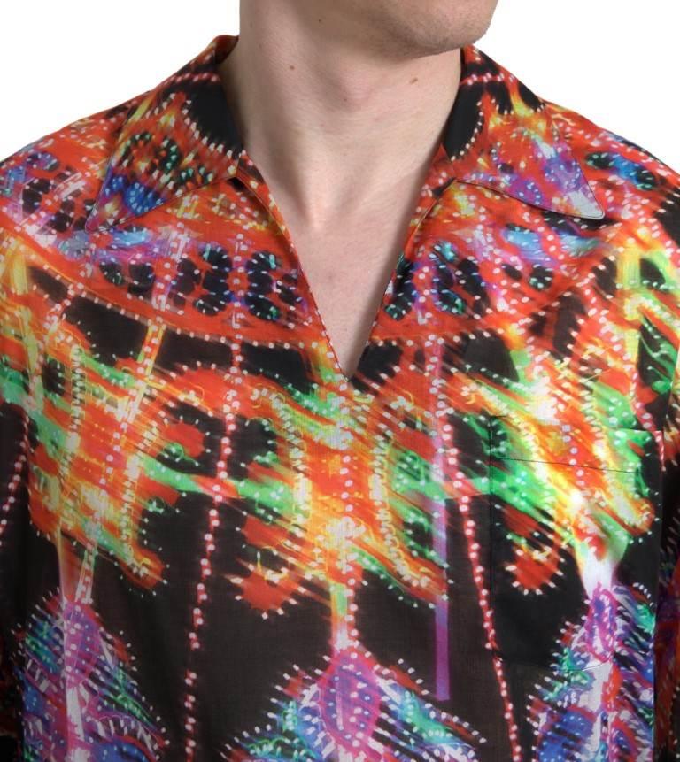 Dolce & Gabbana Multicolor Luminarie Print Cotton Polo Shirt - Hilstor
