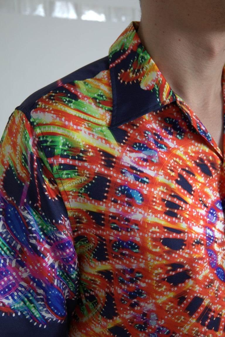 Dolce & Gabbana Multicolor Silk Button-Down Casual Shirt - Hilstor