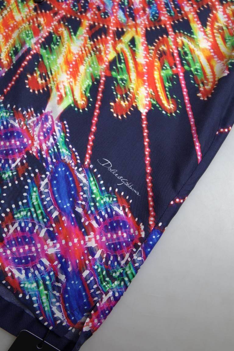 Dolce & Gabbana Multicolor Silk Button-Down Casual Shirt - Hilstor