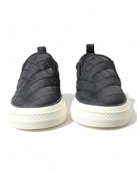 Dolce & Gabbana Black Quilted Slip On Low Top Sneakers Shoes - Hilstor