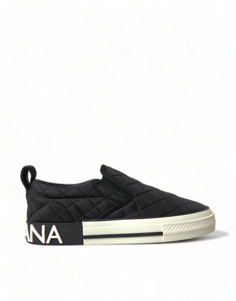 Dolce & Gabbana Black Quilted Slip On Low Top Sneakers Shoes - Hilstor