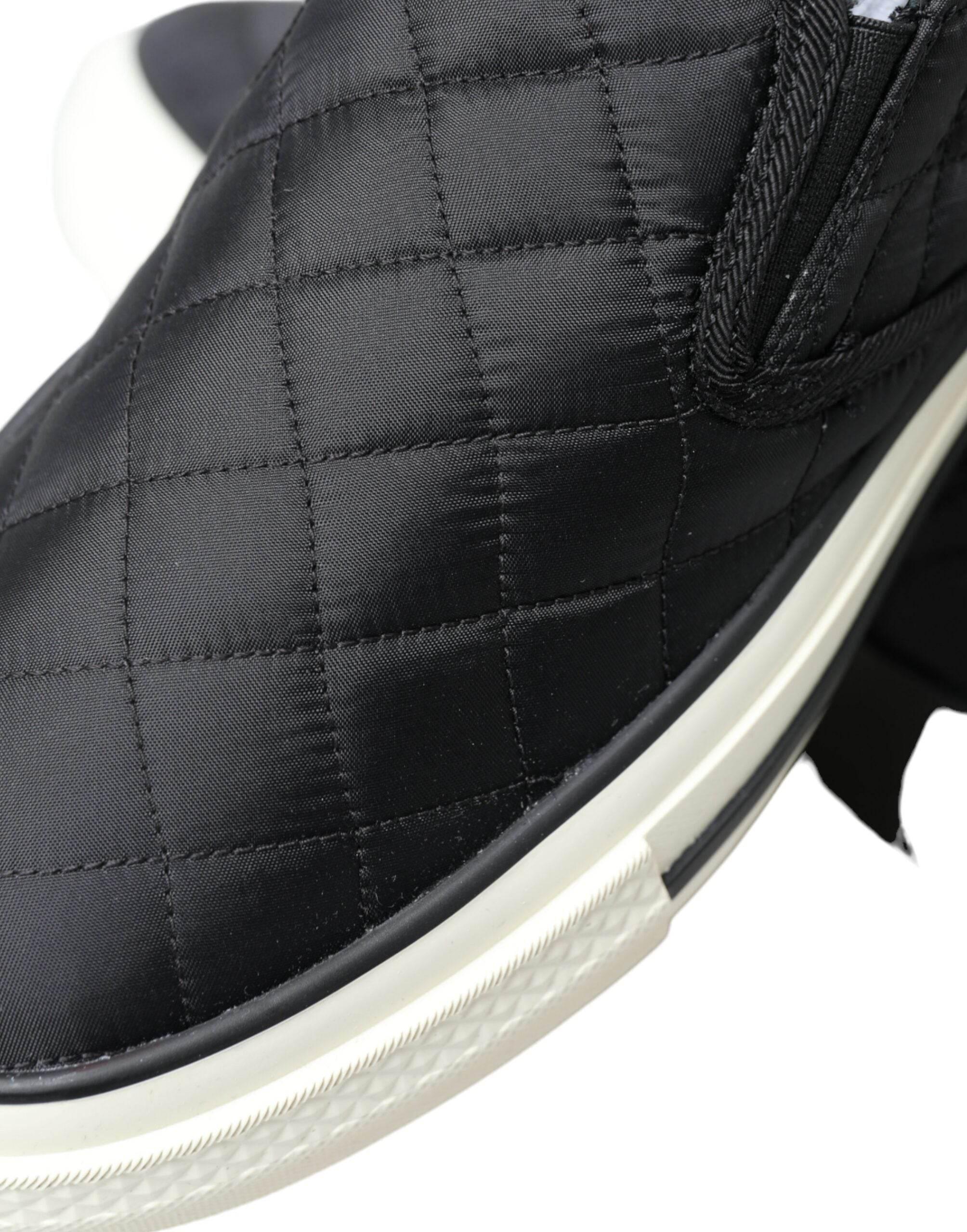 Dolce & Gabbana Black Quilted Slip On Low Top Sneakers Shoes - Hilstor
