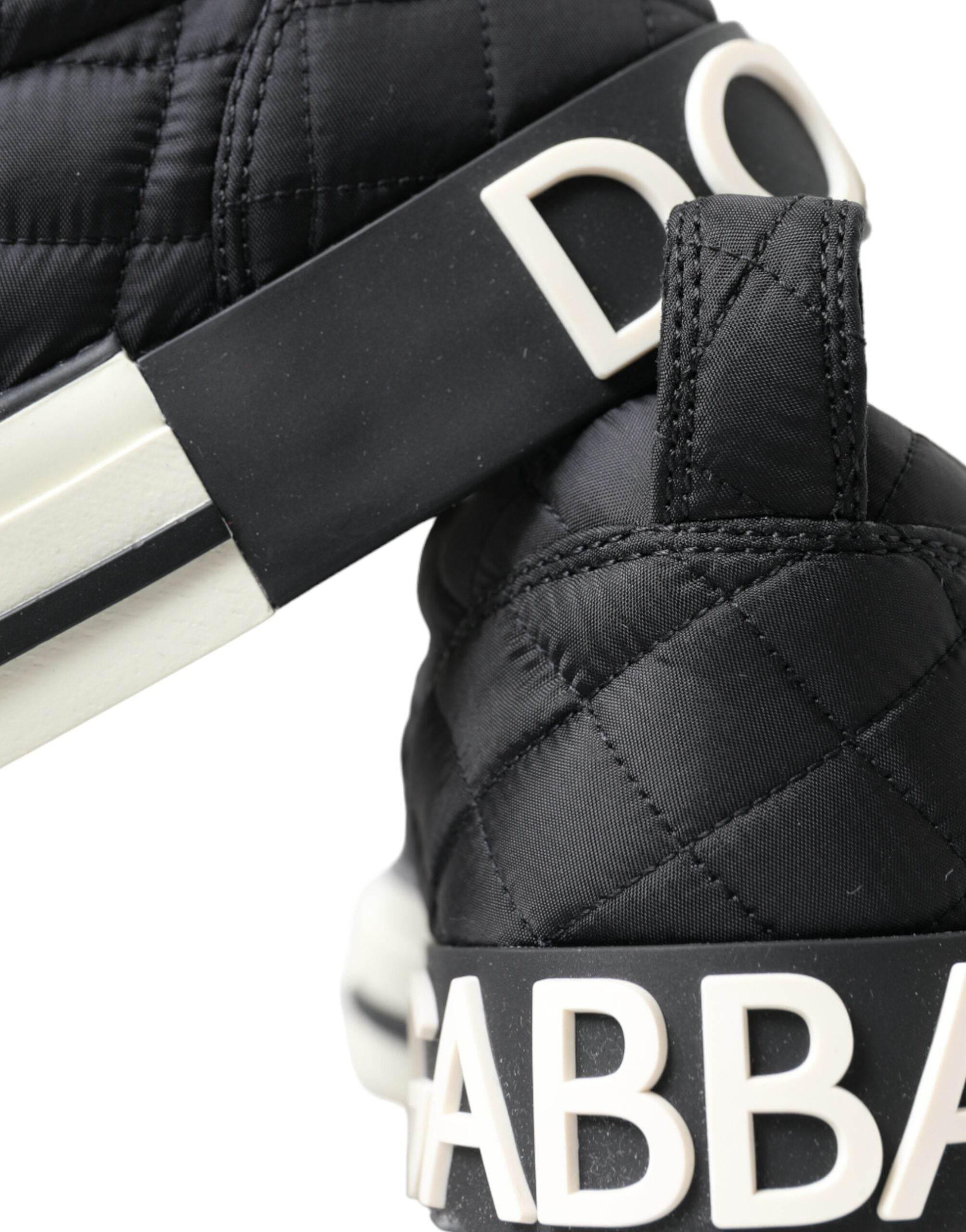 Dolce & Gabbana Black Quilted Slip On Low Top Sneakers Shoes - Hilstor