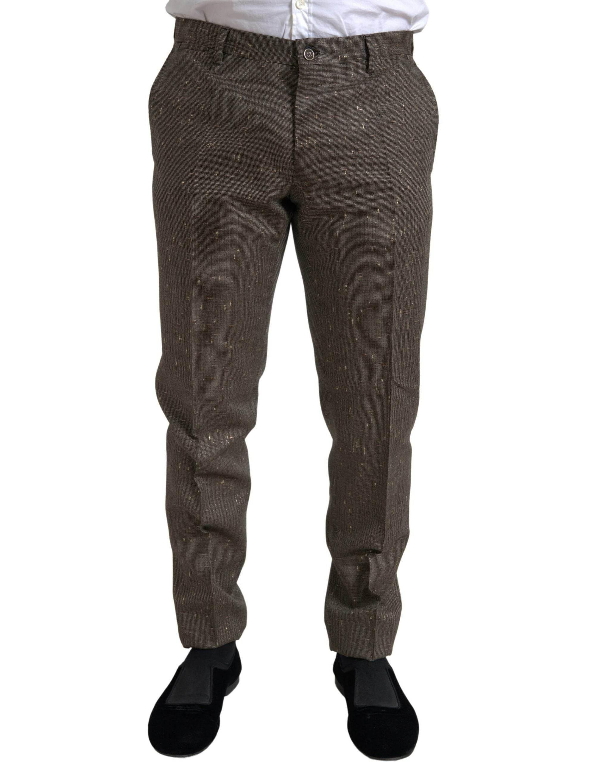 Dolce & Gabbana Brown Wool Dress Skinny Men Trouser Pants - Hilstor
