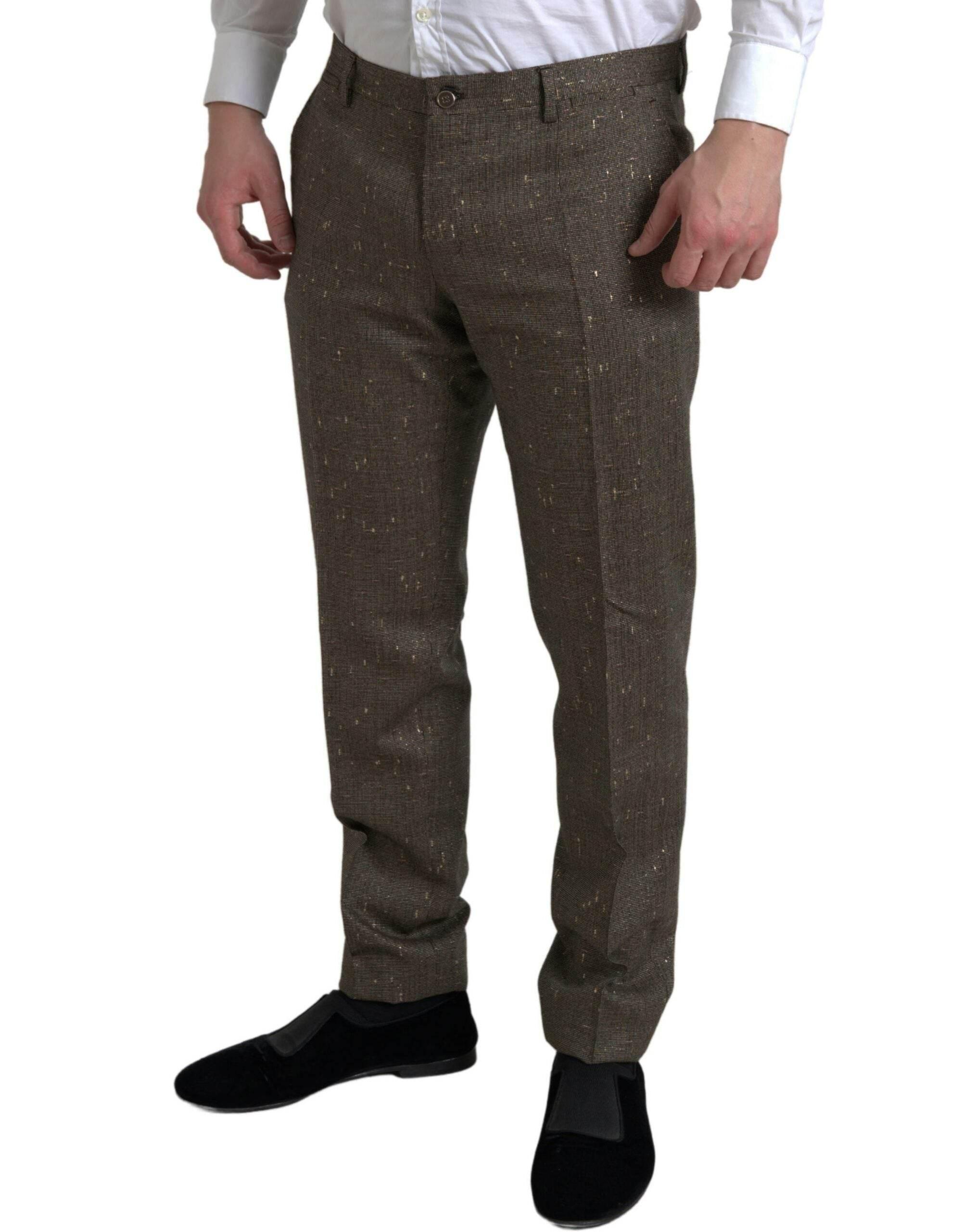 Dolce & Gabbana Brown Wool Dress Skinny Men Trouser Pants - Hilstor