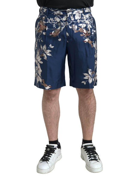Dolce & Gabbana Blue Floral Print Silk Men Bermuda Shorts - Hilstor