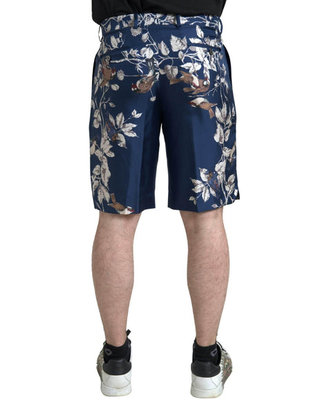 Dolce & Gabbana Blue Floral Print Silk Men Bermuda Shorts - Hilstor