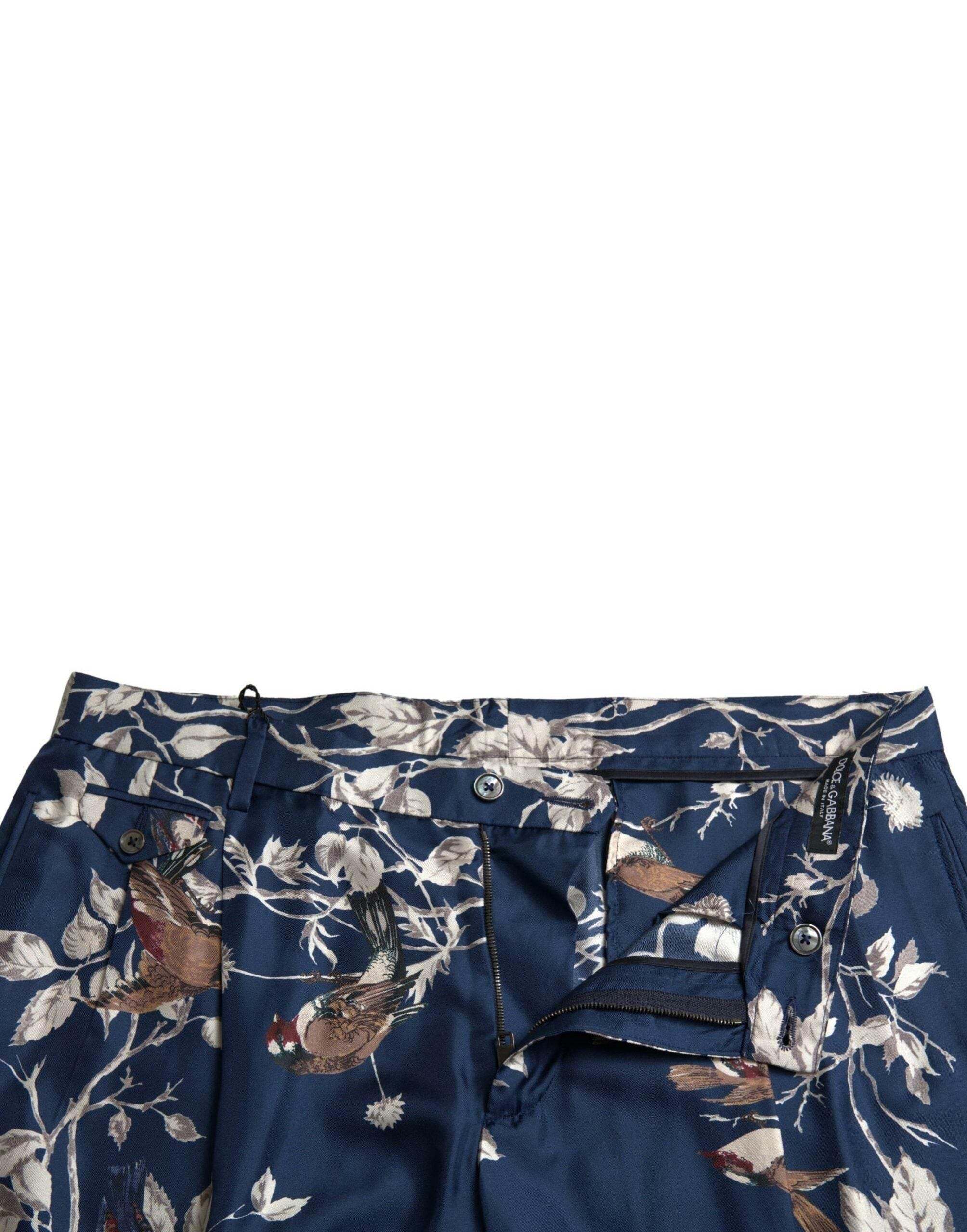Dolce & Gabbana Blue Floral Print Silk Men Bermuda Shorts - Hilstor