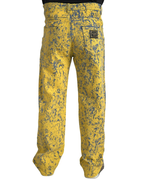 Dolce & Gabbana Yellow Cotton Tie Dye Straight Denim Jeans - Hilstor