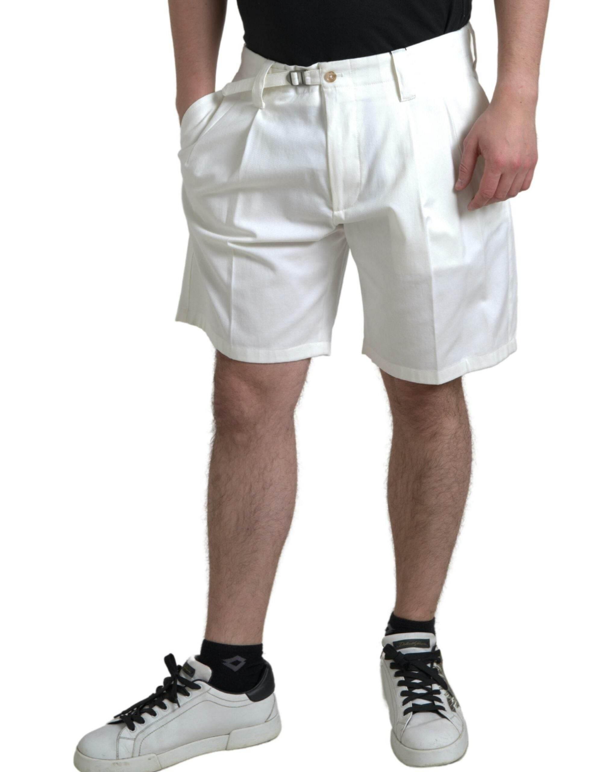 Dolce & Gabbana Elegant White Bermuda Denim Shorts - Hilstor
