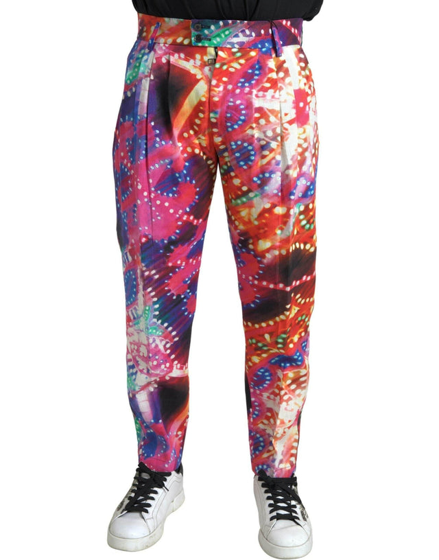 Dolce & Gabbana Multicolor Linen Chino Pants - Italian Elegance - Hilstor