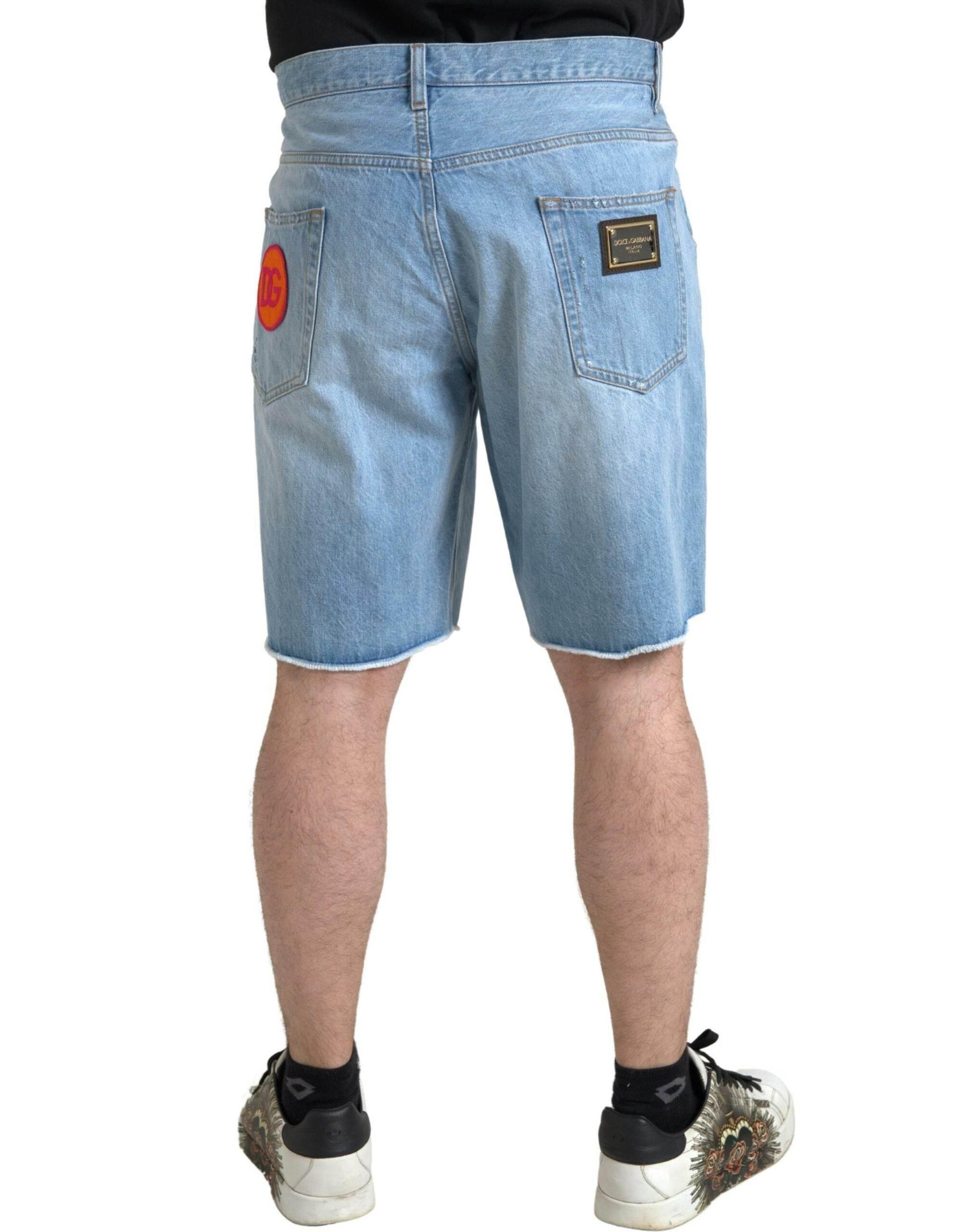Dolce & Gabbana Light Blue Cotton Men Bermuda Denim Shorts - Hilstor