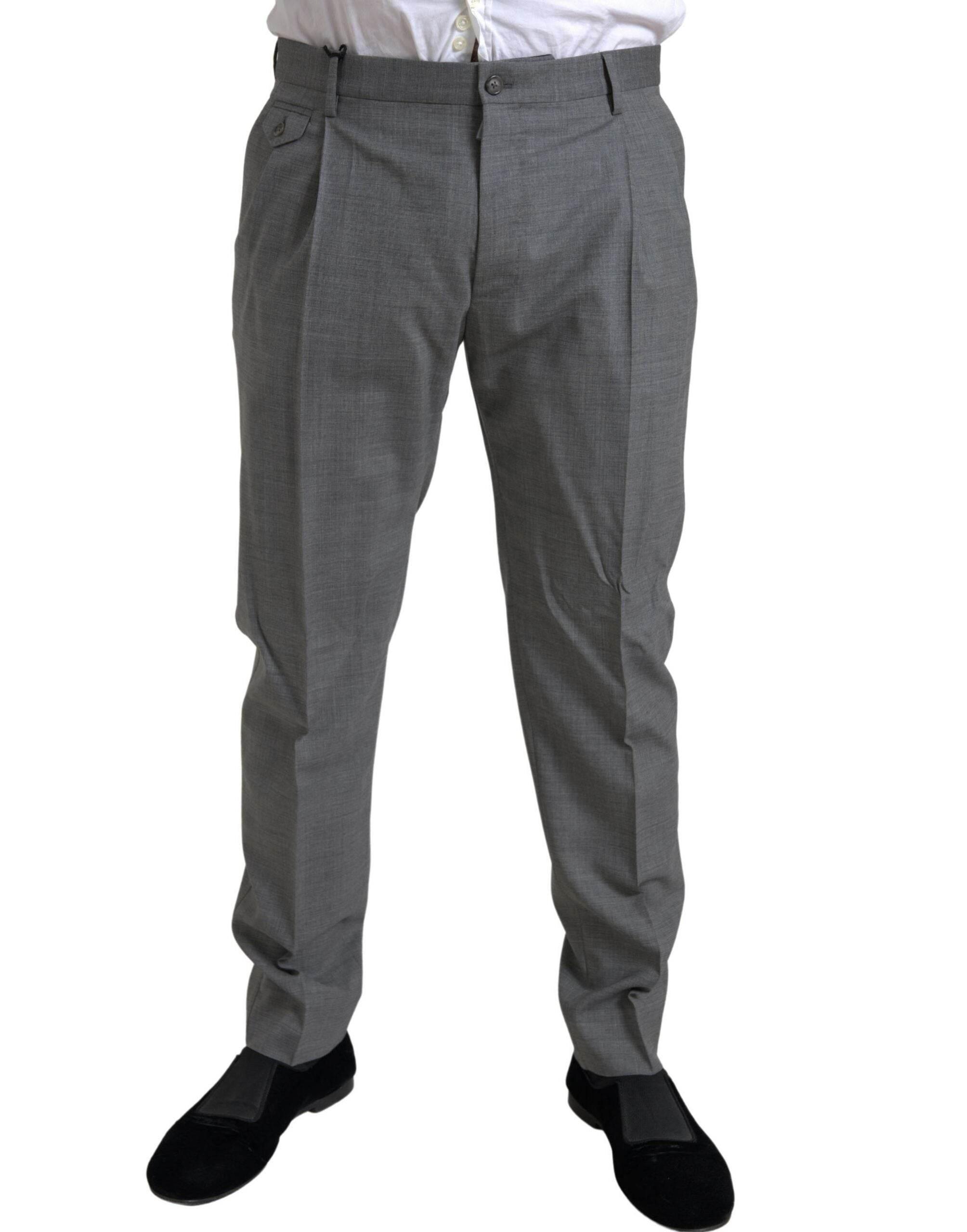 Dolce & Gabbana Gray Wool Chino Skinny Men Dress Trouser Pants - Hilstor